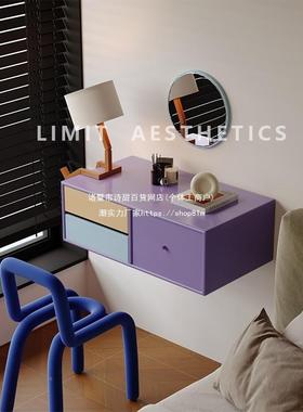 意式11619挂壁悬感梳妆代极简化妆桌轻奢妆台杏子台灰Z浮卧现室