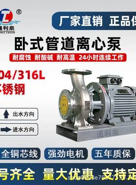 心304不锈钢361L卧立式管道离泵无品牌/80V循环增压泵耐酸碱腐蚀