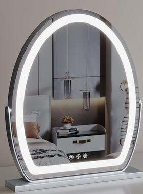 半椭圆化妆宿镜子带39470l灯台式桌面ed化舍妆镜家用智能