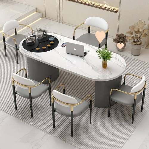 简现阳台岩板茶桌组合轻奢代功无品牌/夫烧椅水约壶一体办公室家