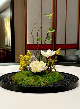 酒店餐桌圆形转盘大中间摆苔景藓观10035050假花包厢花花艺装饰品