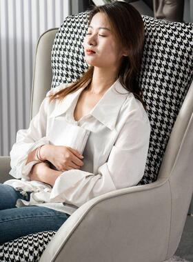 人沙发千鸟格现代轻奢单ZCK客厅公小寓卧室阳网红台懒人休闲老虎