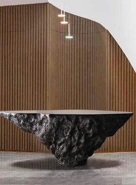 售楼处酒店大堂摆水波纹玻璃钢雕hy-220塑底水座大型流落工艺品地