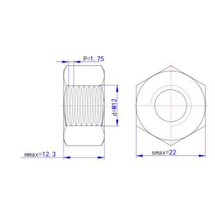 淬火 12发 黑P1.75 T20634管法兰用544六角螺M母12