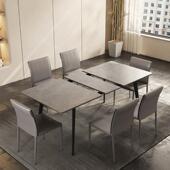 可伸缩叠哑折光灰色岩板餐桌能小户型多功现家用代简约长31267416