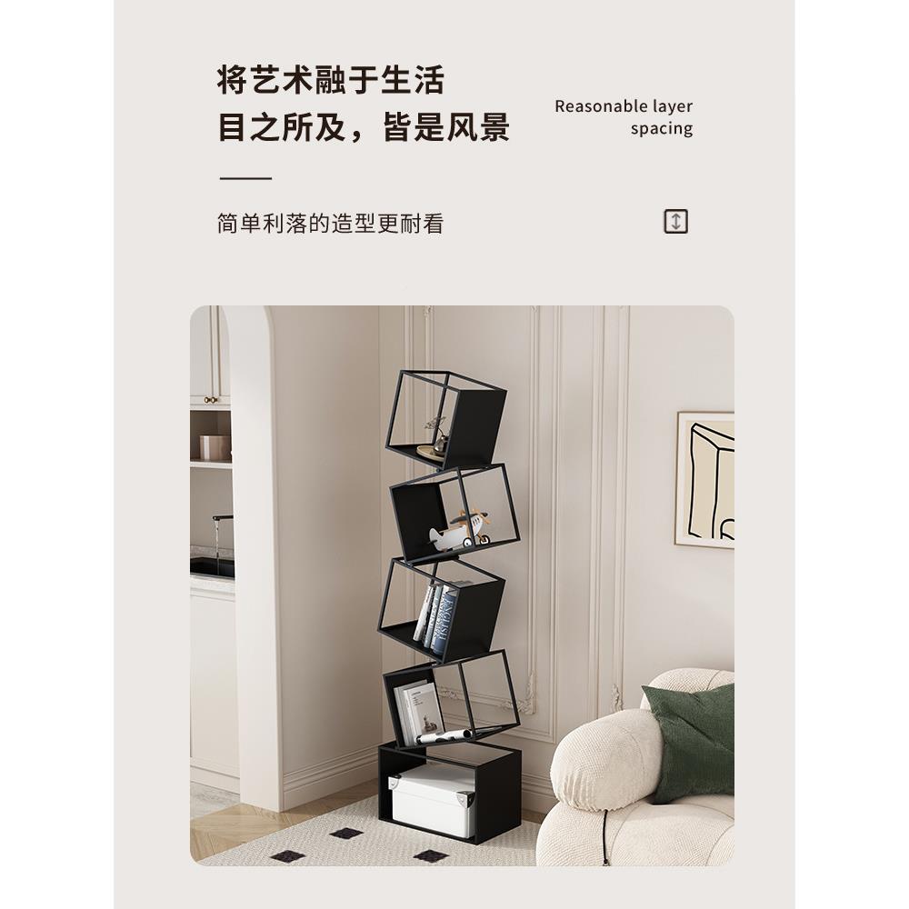 书架物架落地现代收纳架F8意家用客厅简易展示架铁轻奢艺立式收创