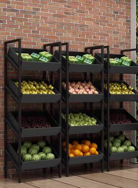 超市果货架展示多功水能架子蔬菜架果蔬QJL架钢木便店木利质商用