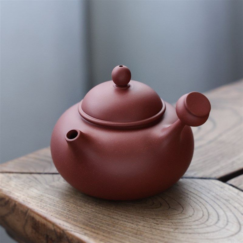 陈钿手拉壶 全手工紫砂朱泥壶福容壶侧把 潮州工夫茶泡茶壶小号