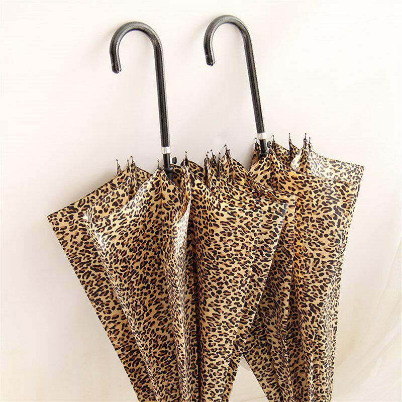 韩版创意10骨加大自动开加固抗风时尚豹纹长柄伞女晴雨两用长伞