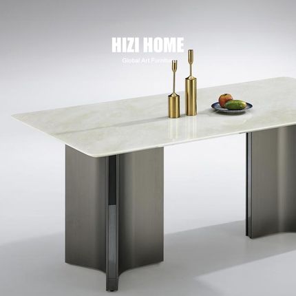 68款新款意式极简天然奢石长方形餐桌大理石圆桌小户型家用餐台