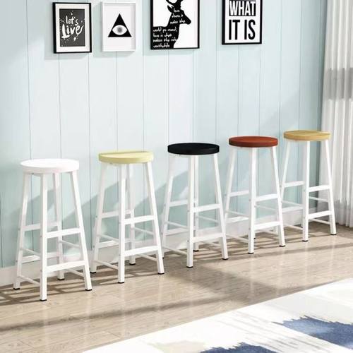 吧台椅子奶茶店高脚凳酒吧椅家用靠背吧台凳简约铁艺前台高脚桌椅