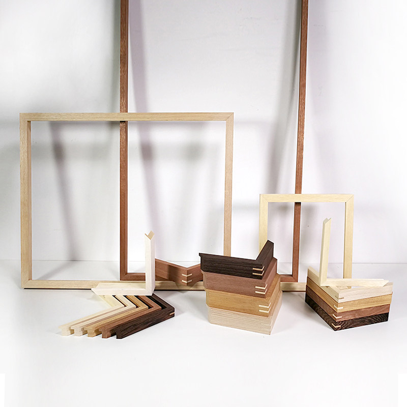 进口橡木水曲柳樱桃木黑胡桃柚木榫卯细边框窄边实木画框相框定制