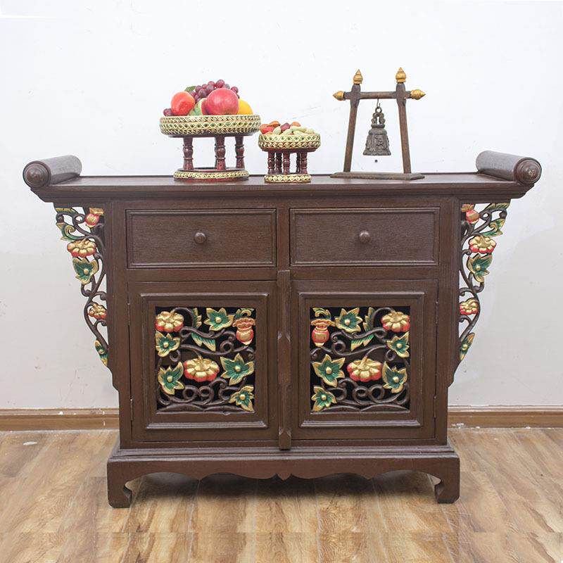泰式家具柜实木客厅东南亚风格雕花玄关门厅装饰柜泰式靠墙储物柜