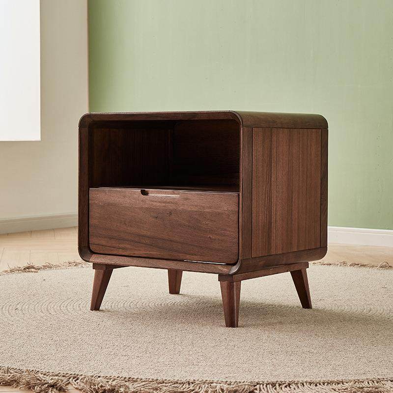 简约北欧黑胡桃木床头柜全实木床边柜卧室家具抽屉收纳储物柜,电子元器件市场,其它元器件,淘宝优惠券,粉丝福利购,淘宝优惠卷