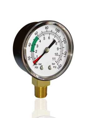 供应塑壳压力表黑色塑料径向普通立装YS-50 11bar 160psi工厂直供