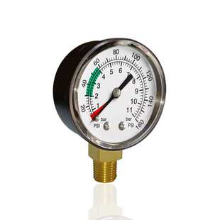 供应塑壳压力表黑色塑料径向普通立装 11bar 160psi工厂直供