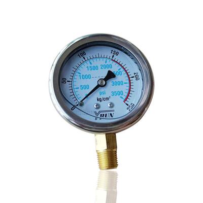 供油润YRUN不锈钢压力表径向立装304注油液压YN63250KG3500PSI
