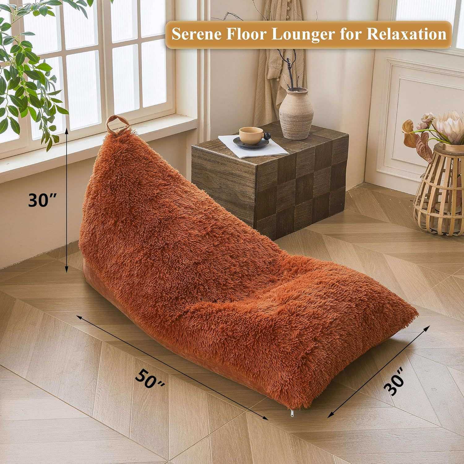 现货懒人沙发榻榻米,豆袋套(无填充物)柔软人造毛皮填充动物收纳