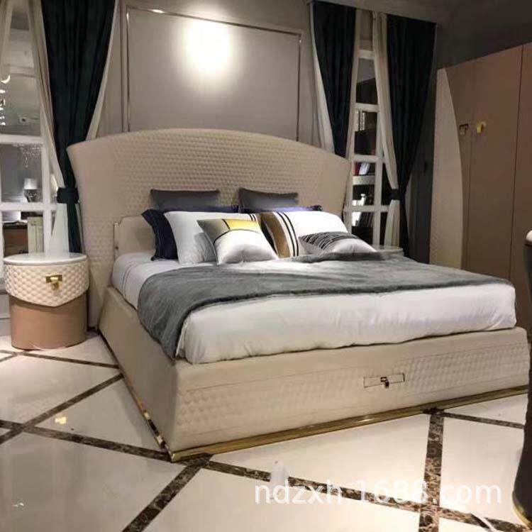 佛山家具工厂轻奢后现代五金布艺皮套床1.8米主卧婚床厂价直销