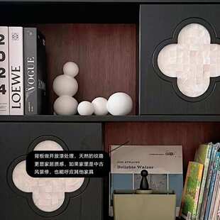 四叶草复古实木书柜杂志柜窄电视边柜立柜法式中古展示柜