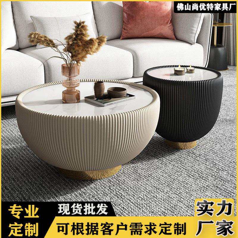 佛山家具轻奢大理石茶几客厅简约现代边几奶油风茶几桌阳台小桌子