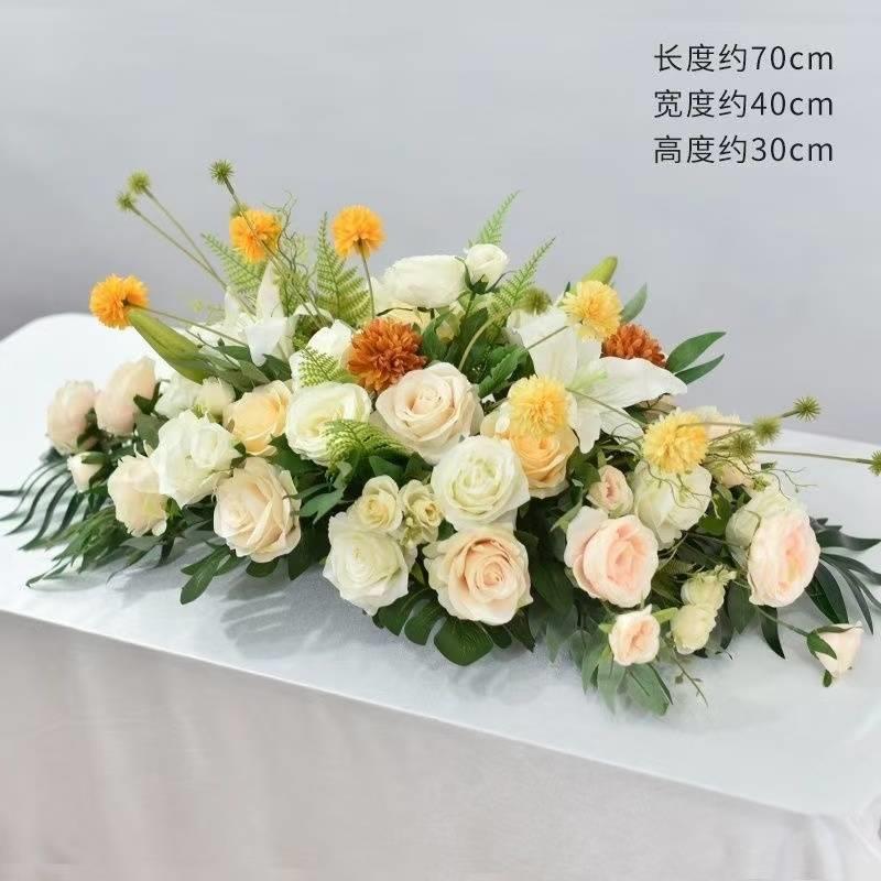 会议桌花长桌摆花仿真花商务活动签到台电视柜茶几装饰台花餐桌花