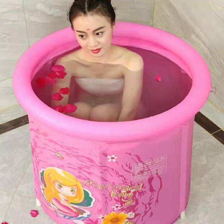 水美颜折叠泡澡桶儿童成人夹棉浴桶家用加厚沐浴桶直销充气浴缸盆