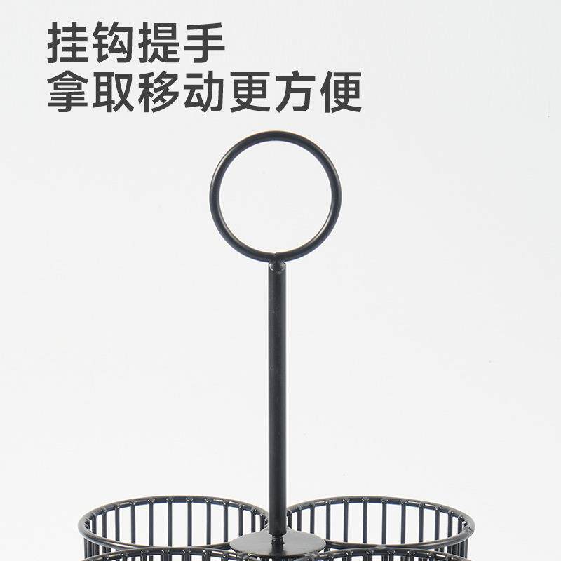 跨境北欧风四筒旋转笔筒 铁艺镂空桌面收纳桶多功能办公用品笔盒