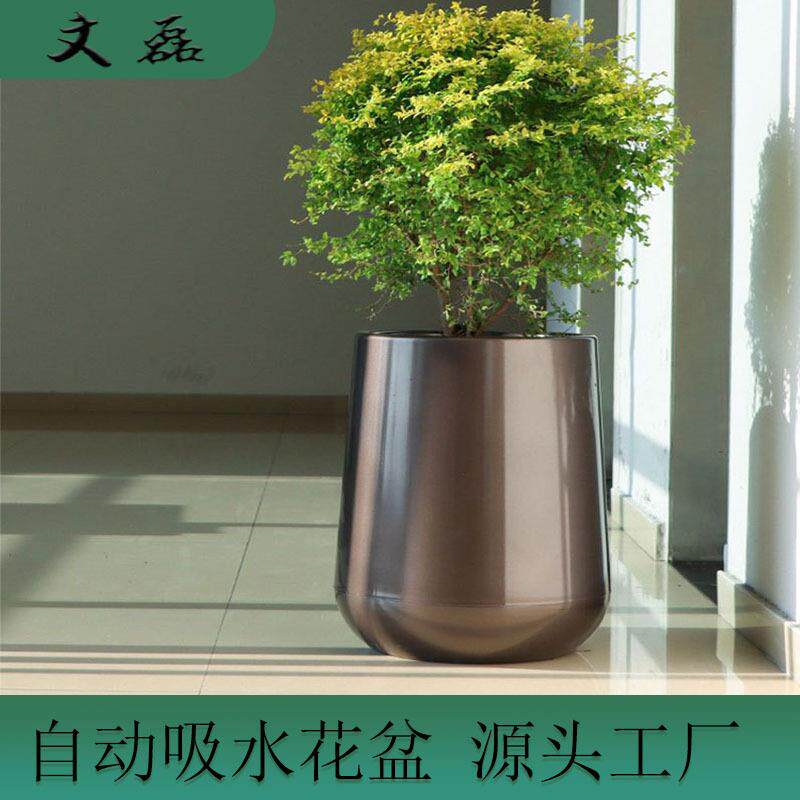 工厂直供自吸水花盆 圆形高筒落地客厅大号塑料自吸水花盆