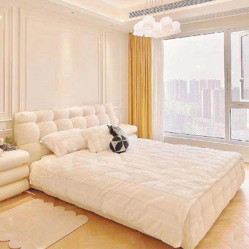 奶油风科技绒布艺床小户型客厅简约新款主卧大床卧室云朵双人床