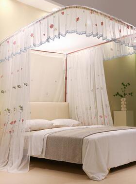 CB#新款三开门窗帘刺绣纱可伸降u型导轨落地蚊帐1.5m1.8m2m家用纹