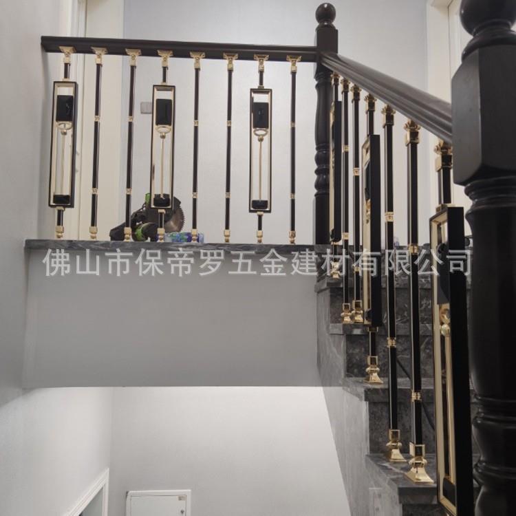 2021欧式铝艺水晶金属立柱别墅铜铝室内楼梯栏杆扶手护栏