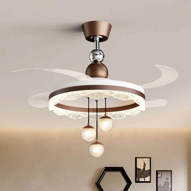 隐形卧室风扇吊灯法式奶油风轻奢高端大风力餐厅吊扇智能一体灯具