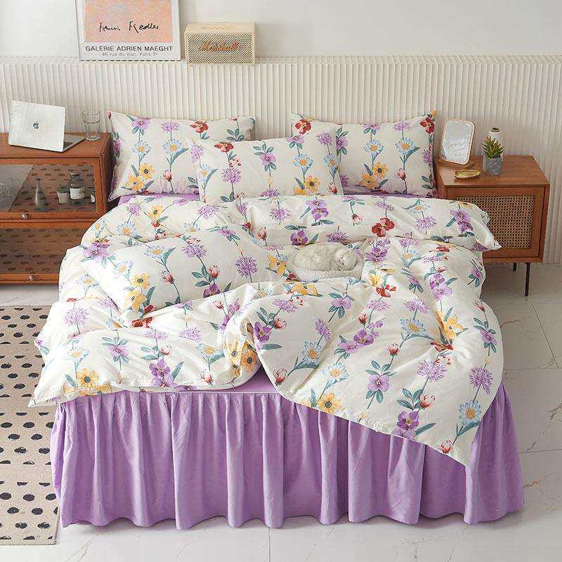 CB@棉夹棉床裙式四件套床上用品棉带床套被套床单被罩床罩款