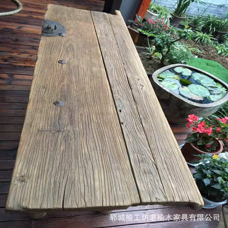 多尺寸老榆木门板大板茶桌整板桌面实木板家用飘窗板榆木窗台桌面