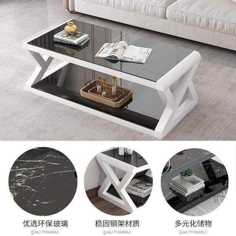 客厅电视柜钢化玻璃客厅柜简约现代茶几电视柜组合铁艺茶几