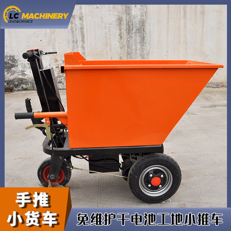 出口电动手推灰斗车工地工程拉土拉沙小三轮电动手动翻斗自卸车