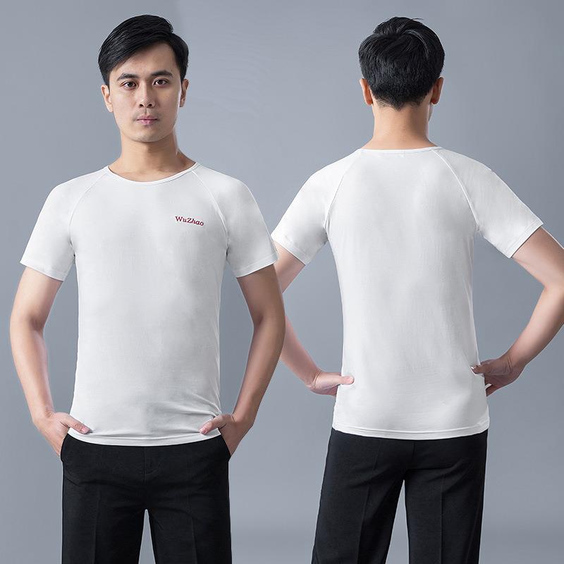 夏季新款拉丁舞服装男士新款摩登舞交谊舞广场舞蹈练功服短袖T恤