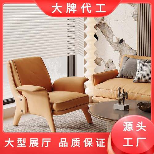 简约现代扶手单人靠背椅网红小户型客厅家用休闲沙发椅防水仿皮椅