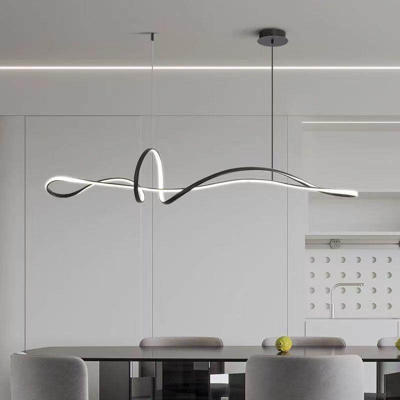 铝材线条长吧台吊灯120-150cm护眼全光谱餐桌餐厅条形一字吊灯