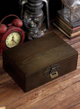 百宝箱宝木箱实木盒带盒锁收欧式复纳古大号木箱JBU子小木质密码