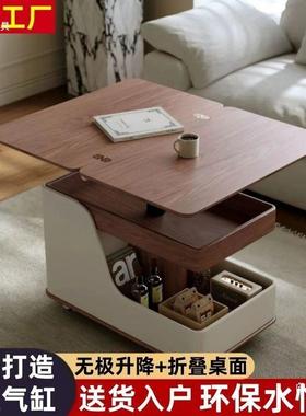 实升木可折叠茶几多能边功几客厅沙发降边MBI带轮可移动几推车茶
