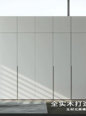 全实PBW木橡木用衣柜家大卧室现代简约柜白色平开门大衣橱组装儿