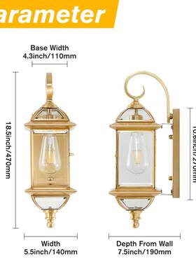 灯跨境壁灯门两灯侧户外墙壁庭院围墙大防水L053SS门头墙美式壁灯