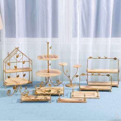 木甜品台F87TS8M9摆质套装实木层点心多架蛋糕架婚庆摆设道具森林