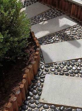 鹅卵铺路50雨花石抛光院地铺斤庭花园石头石UIL子黑色黑造景装石