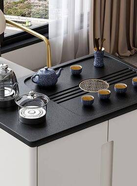 烧yh收u移动茶台简约家用小型泡茶水柜纳茶桌水一OLZ壶体火烧石功