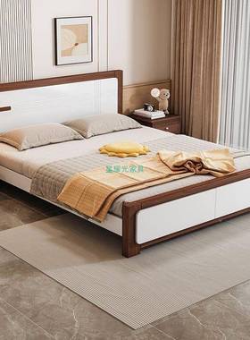 实木床现代简约家用.8米米主卧双人床1.5mPTP单人床1经储济1型物