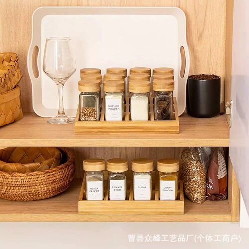 实木调味料收纳盒厨房桌面罐装调味品收纳架橱柜调料香料整理盒