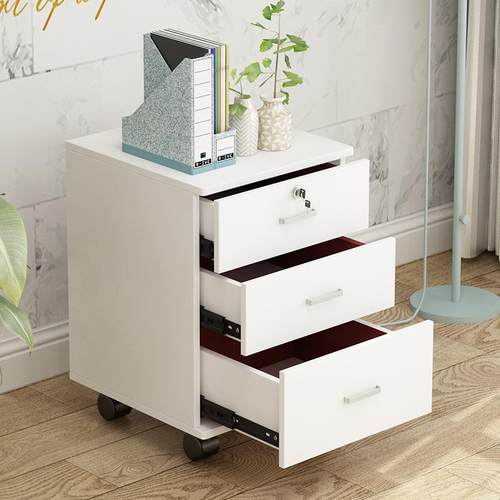 简易锁木质脑文件柜办公室电桌面带矮柜子MC-HDG抽屉式小储物下柜